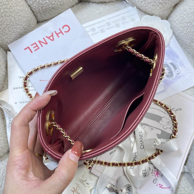 CHANEL Small Tote Lambskin AS6248 wine red