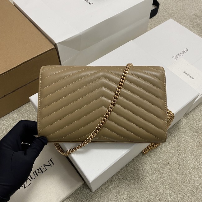 SAINT LAURENT WOC Classic Monogramme Flap Bag 360452 Apricot