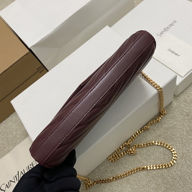 SAINT LAURENT WOC Classic Monogramme Flap Bag 360452 BURGUNDY