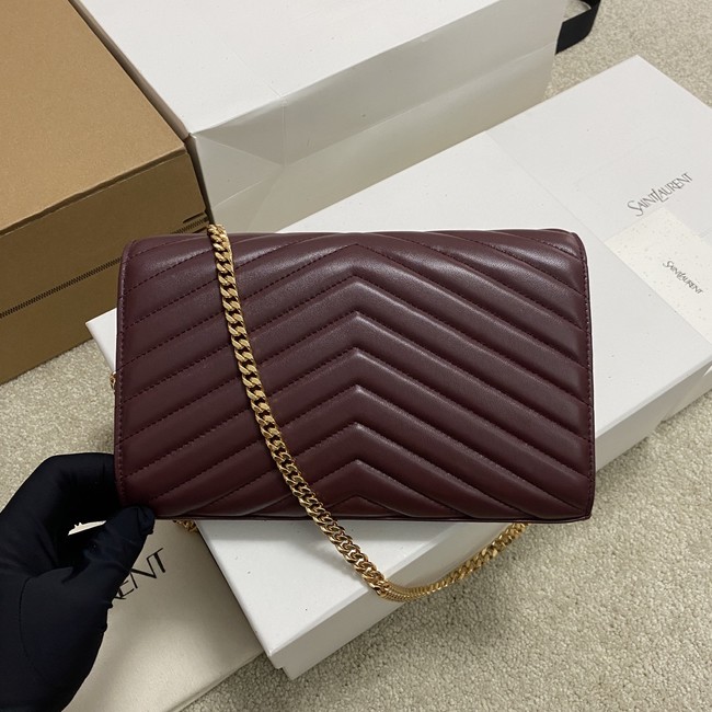 SAINT LAURENT WOC Classic Monogramme Flap Bag 360452 BURGUNDY