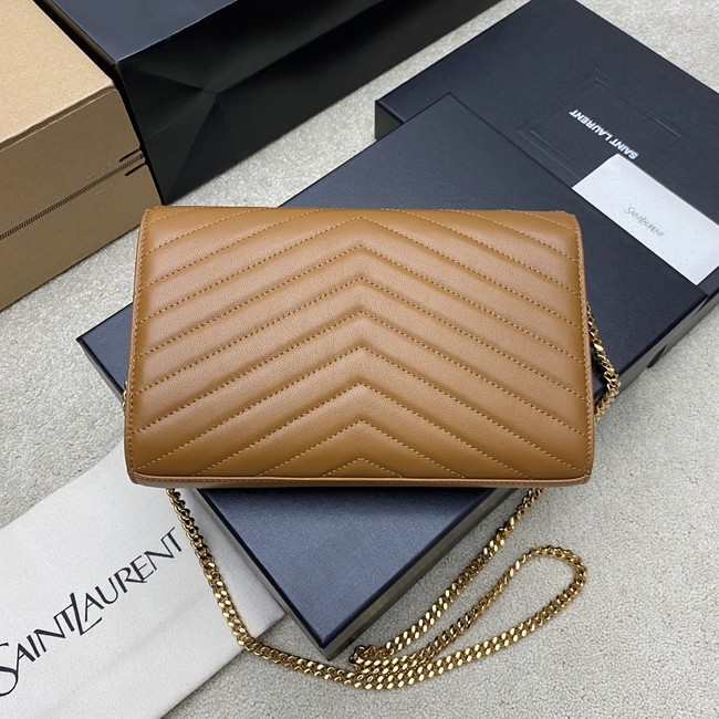 SAINT LAURENT WOC Classic Monogramme Flap Bag 360452 Camel