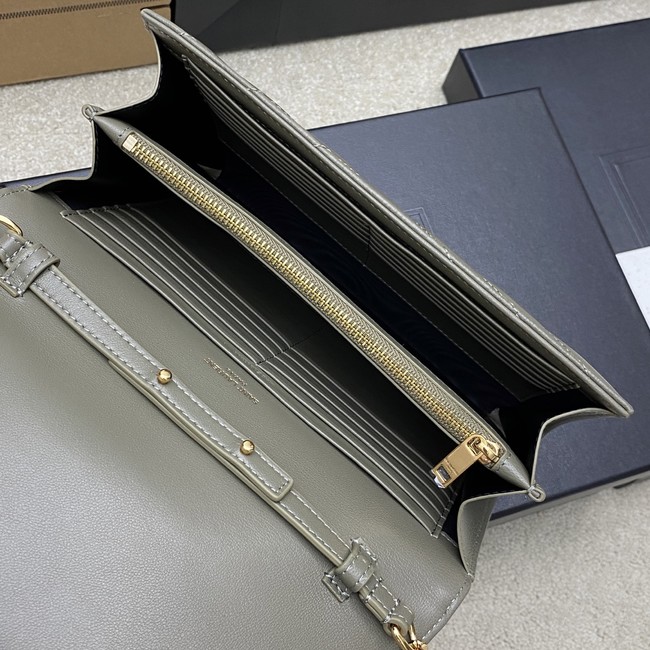 SAINT LAURENT WOC Classic Monogramme Flap Bag 360452 dark gray