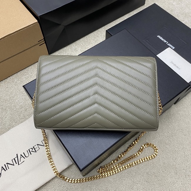 SAINT LAURENT WOC Classic Monogramme Flap Bag 360452 dark gray