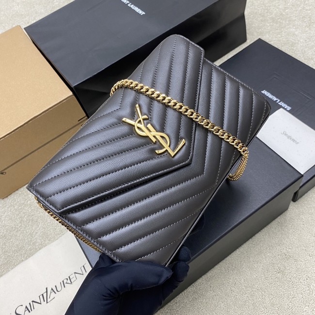 SAINT LAURENT WOC Classic Monogramme Flap Bag 360452 dark gray