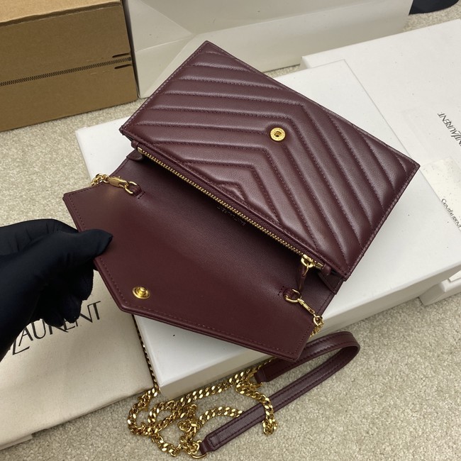 SAINT LAURENT WOC Classic Monogramme Flap Bag 441974 BURGUNDY