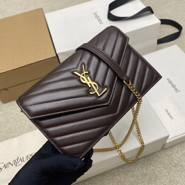 SAINT LAURENT WOC Classic Monogramme Flap Bag 441974 dark brown