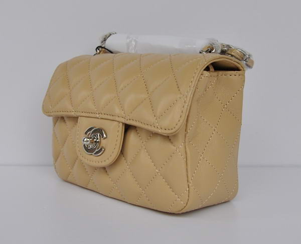 Cheap Chanel Classic mini Flap Bag 1115 Apricot Sheepskin Silver Hardware