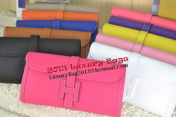 Hermes Jige Clutch Bag Calfskin Leather Light Red Hermes Jige Clutch Bag Calfskin Leather Light Red