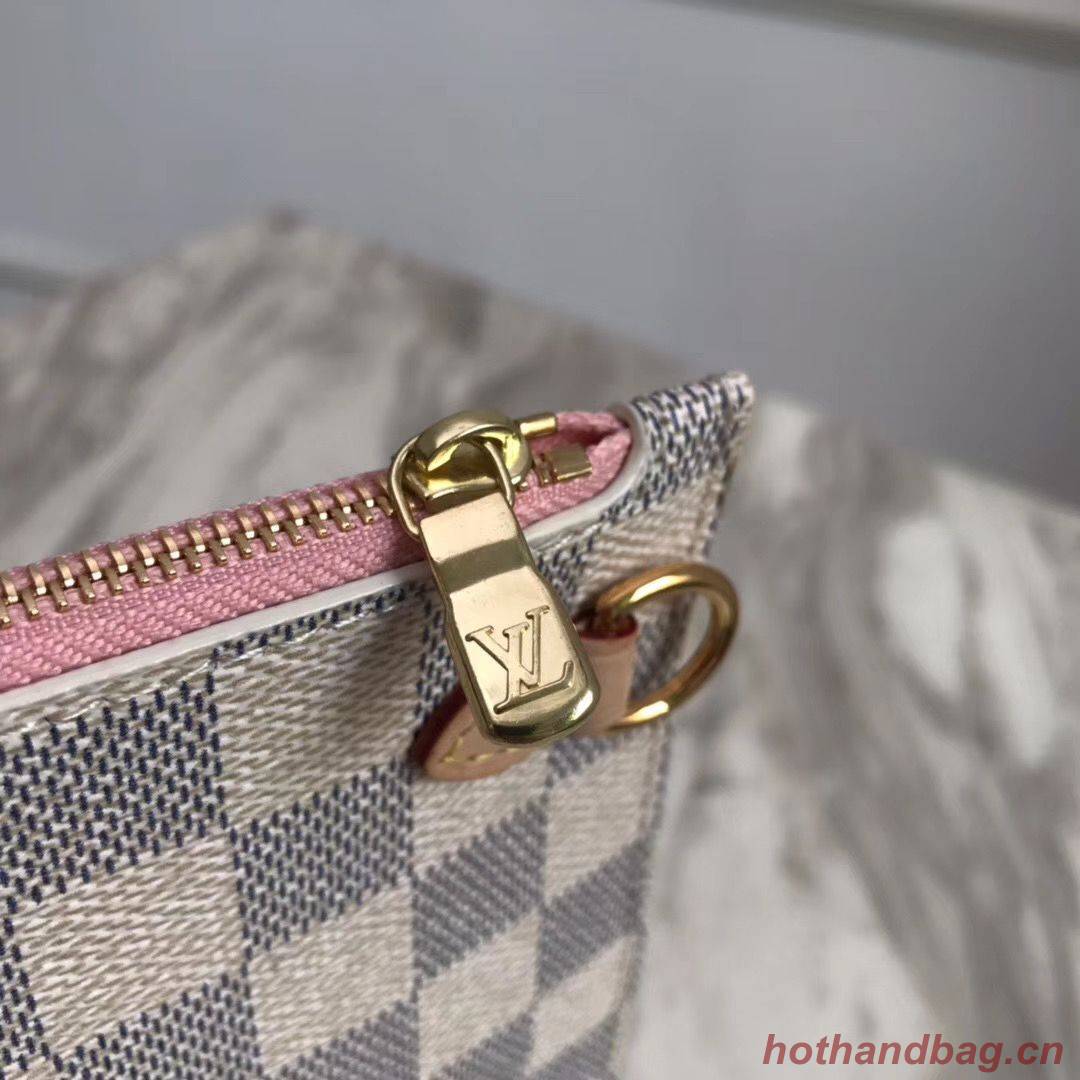 Louis Vuitton Damier Azur Original Leather Bolso NEVERFULL GM N41604 Pink