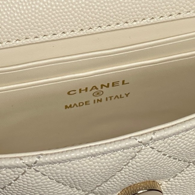 Chanel MINI FLAP BAG CLUTCH WITH CHAIN Gold-Tone Metal AP3238 light yellow
