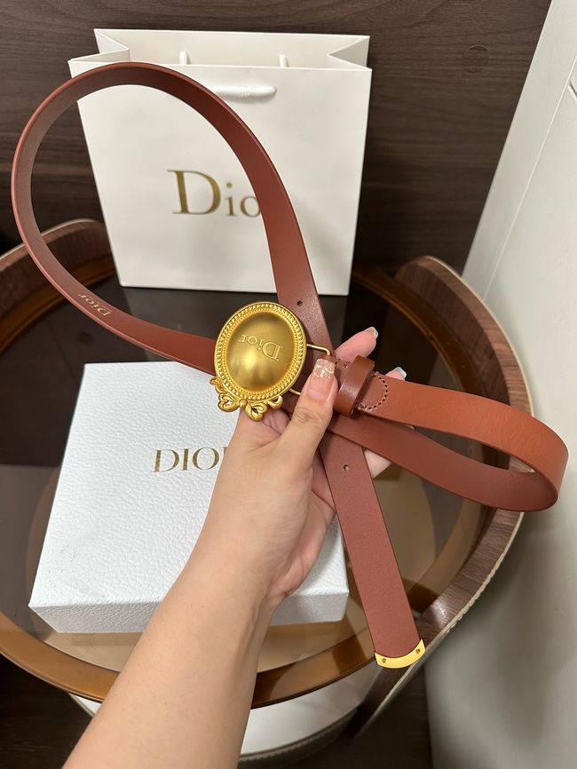Dior Medaillon Belt Smooth Calfskin 25 MM B1022Q brown
