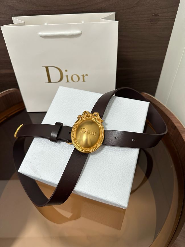 Dior Medaillon Belt Smooth Calfskin 25 MM B1022Q coffee